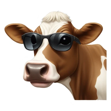 Cow wearing dark sunglasses sticker