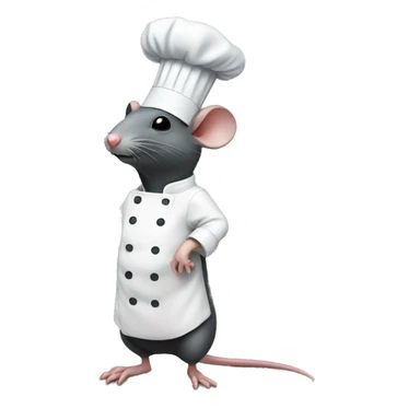 a chef rat with a human under his chef hat controlling his cooking sticker