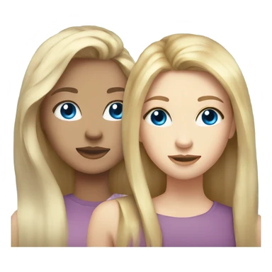 Best friends blonde girl and brunette girl blue eyes  sticker