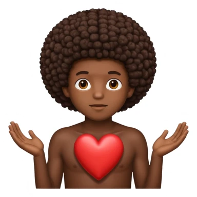 I want a black boy with chocolate skin and an afro holding a heart close to his chest as if to present it to someone he loves. sticker
