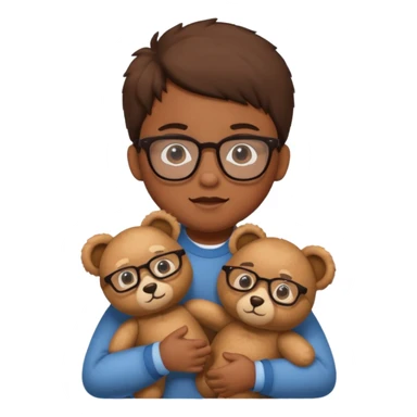 kid wearing glass with teddy bear  sticker