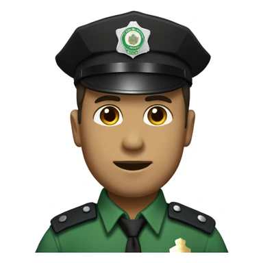 Señor adulto vestido de policía verde con cabello negro corto  sticker