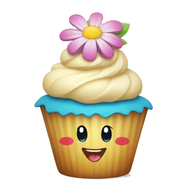 Happy cupcake with flowers on top  sticker