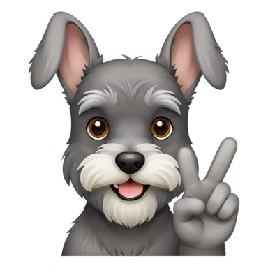 schnauzer holding up a peace sign  sticker