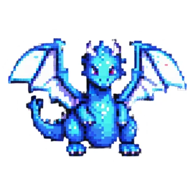 pixel art dragon with very small wings, playful pose sticker