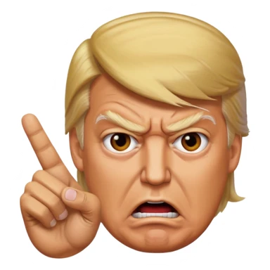 donald trump is angry. and he shows it with hand sticker