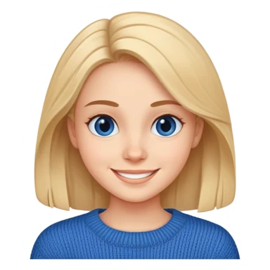 smiling girl in blue sweater sticker