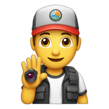 Un chico con una gorra para atras roja con una camara en la mano sticker