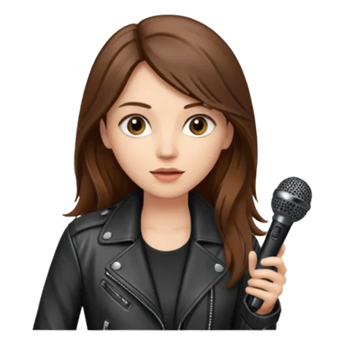 lether jacket log hair woman holding microphone sticker