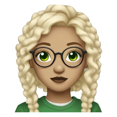 Aesthetic blonde haired green eyed girl with glasses and septum piercing and Medusa piercing sticker