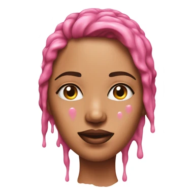 woman with sweat drips on her face ,pink realistic sticker