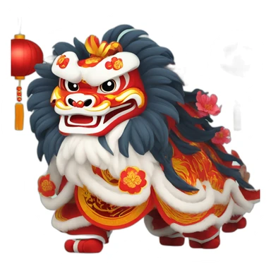 Chinese style, Happy New Year, Lion dance sticker