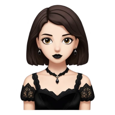 Adelaide Victoria Kane with brown hair in black goth dress sticker