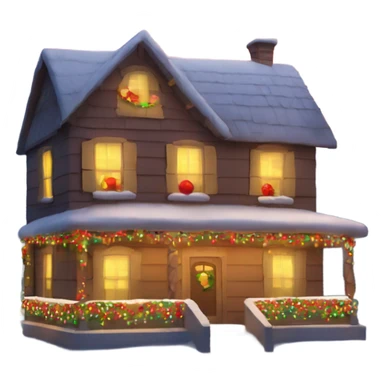 Casa adornada con luces de navidad sticker