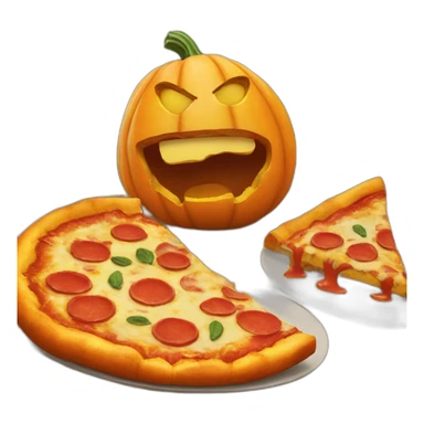 A pumpkin eating pizza sticker