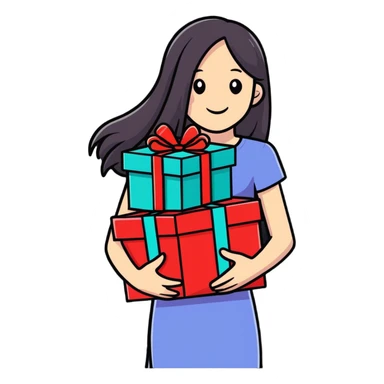 Girl giving presents  sticker