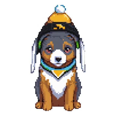 dog with penguin hat sticker