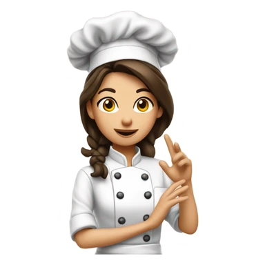 Brunette chef giving a kiss in air sticker