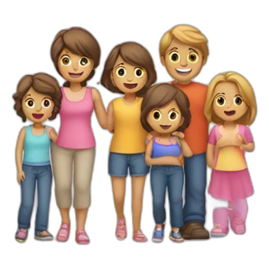 Famille de 5 personnes avec 3filles sticker