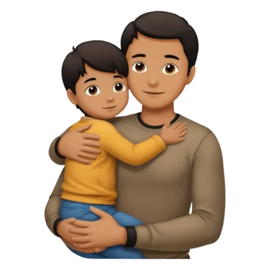 adult silhouette hugging a small child silhouette inside sticker