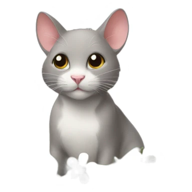 Rat-cat-under-flowers sticker