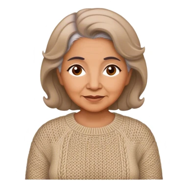 Latina grandmother, light brunette, with knitted sweater sticker