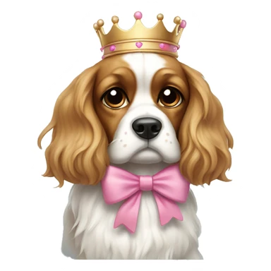 Sad king charles terrier with pink bow sticker