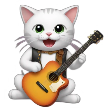 cat playing a guitar sticker