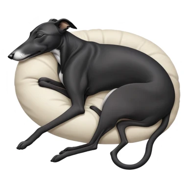 Black greyhound sleeping on back sticker