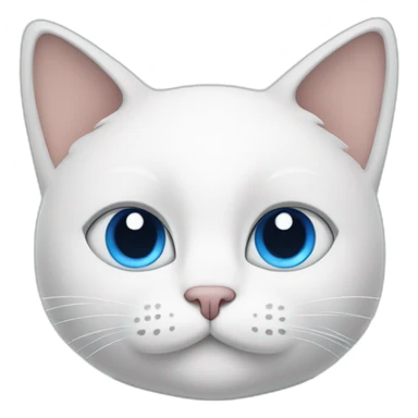 white cartoon cat with a blue right ear, with a blue spot around the right eye, and the left side is white sticker