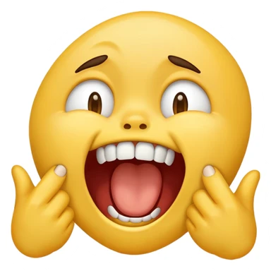 Emoji yawning with teeth and no hands covering the mouth  sticker