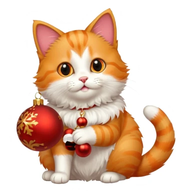 cute cat playing with a christmas ornaments sticker