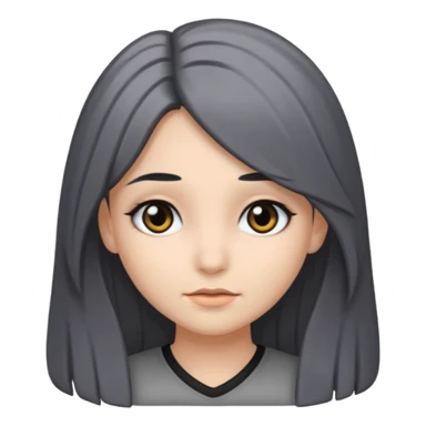 girl with black and gray hair and black eyes and long hair sticker