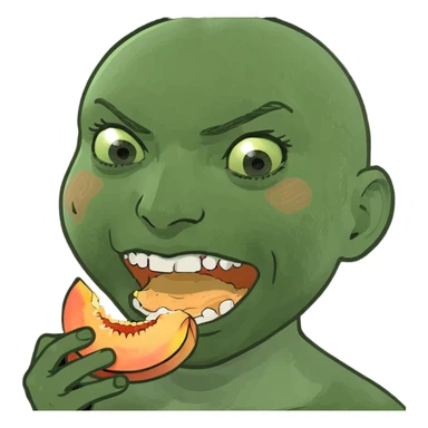 Boy eating peach messily  sticker