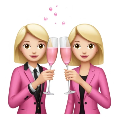 champagne glasses with pink champagne giving cheers two people sticker