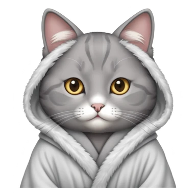 Grey cat wearing a robe sticker