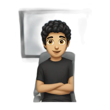 young arab man with black hair on a computer sticker