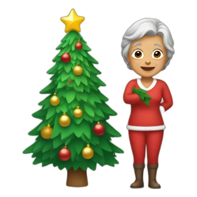 Christmas tree and grandmother sticker