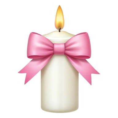 White candle light pink bow sticker