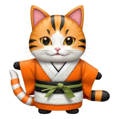 cat dressed as sushi for halloween sticker