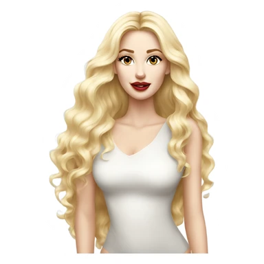 stunning beauty white woman, blonde long hair glossy lips sticker
