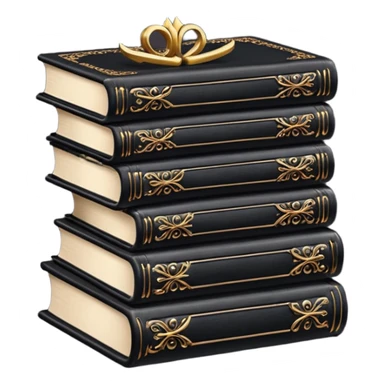 5 black gothic books on top sticker