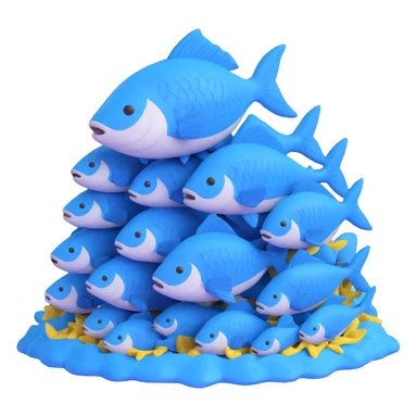 large pile of blue fish, variation 2 sticker