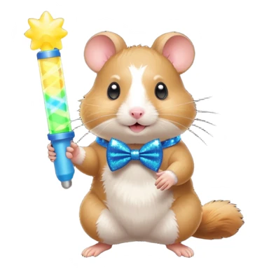 A hamster wearing a glittery bowtie, spinning around with a glow stick



















 sticker