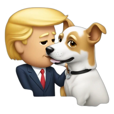 trump kissing a dog sticker