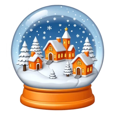 Orange Christmas village snow globe sticker