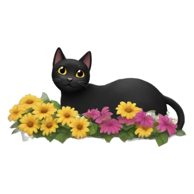 Black cat on the flower balcony  sticker