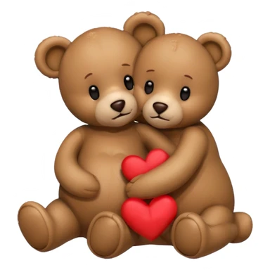 Teddy hugging another teddy with hearts sticker