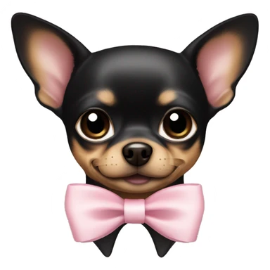 Black and brown chihuahua with small light pink bow sticker