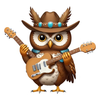 A cowboy owl playing a telecaster sticker